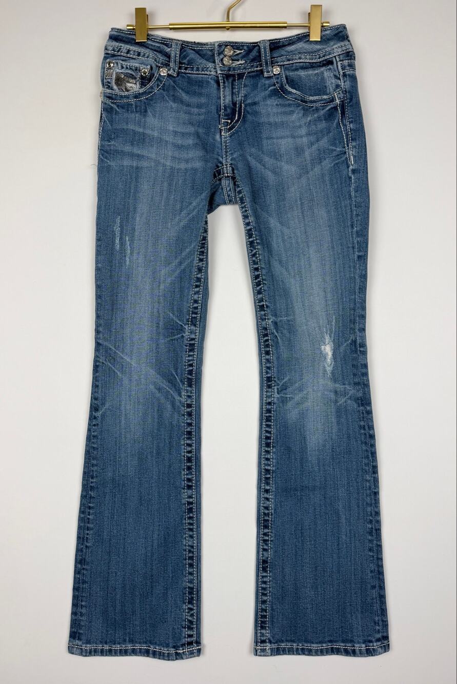 Miss Me Boot Cut Jeans Medium Wash Women’s 28 Low Rise Western Cowgirl Rodeo